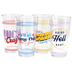 Wanda June Home by Miranda Lambert Honky Tonk 4 Piece 16.6oz Glass Tumbler Set in Multi