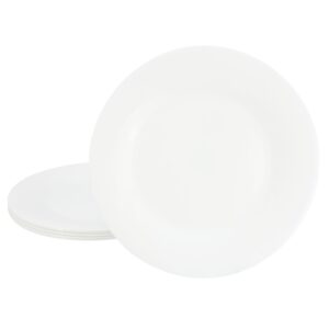 Gibson Ultra White Shadow 6 Piece 10 Inch Opal Glass Dinner Plate Set in White