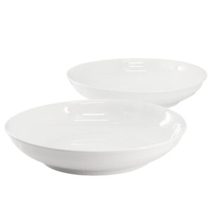 Gibson Home 2 Piece 11 Inch Round Fine Ceramic Serving Bowl Set in White