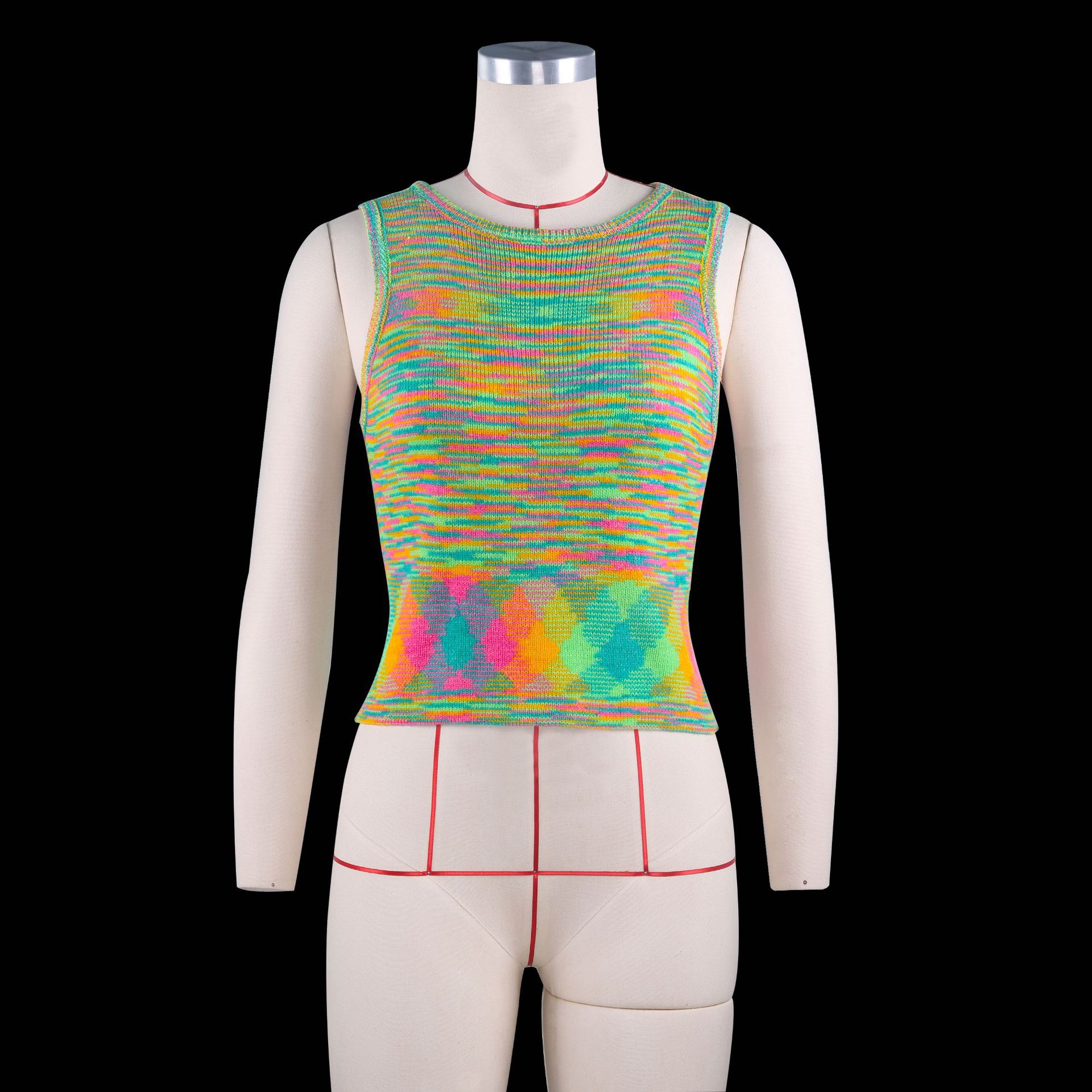 Color: Flower red, Size: XL - Women's Slim Colored Tops Vest Sweater - Image 2