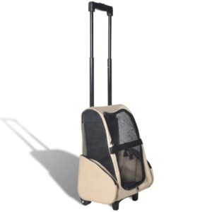 vidaXL Pet Carrier Beige Polyester and Metal Suitable for small pets