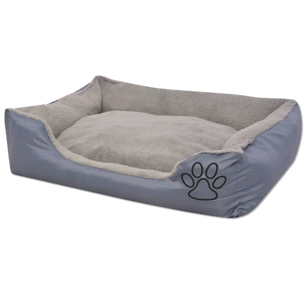 vidaXL Dog Bed with Padded Cushion Size M Grey - Image 2