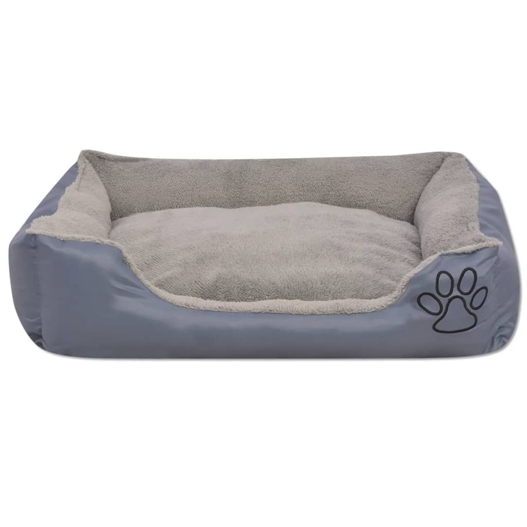 vidaXL Dog Bed with Padded Cushion Size M Grey - Image 3