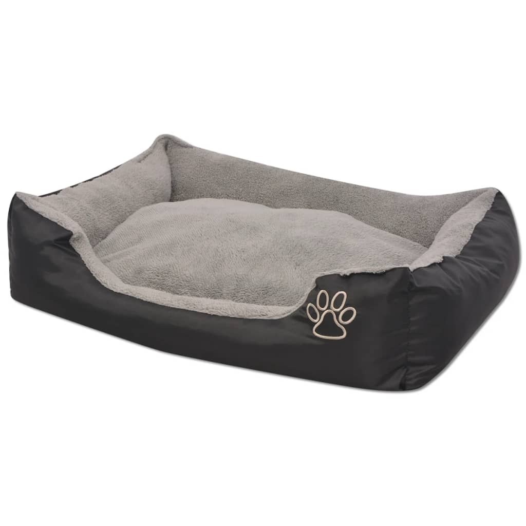 vidaXL Dog Bed Black, Grey PU-coated Oxford fabric, faux fur M Non-slip - Image 2
