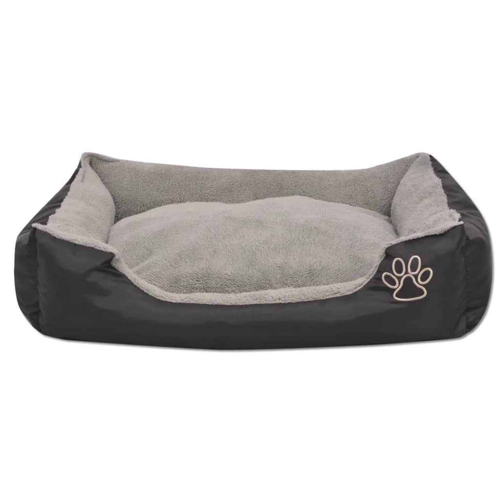 vidaXL Dog Bed Black, Grey PU-coated Oxford fabric, faux fur M Non-slip - Image 3