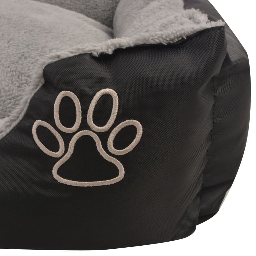 vidaXL Dog Bed Black, Grey PU-coated Oxford fabric, faux fur M Non-slip - Image 4