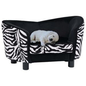 vidaXL Dog Sofa Black 26.8x15.0x15.0" Plush