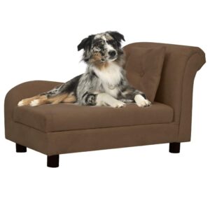 vidaXL Dog Sofa Brown Plush Medium Removable Covers Dog Sofa