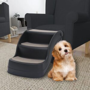 vidaXL Dog Stair Black Polypropylene 3-step Foldable Dog Stair