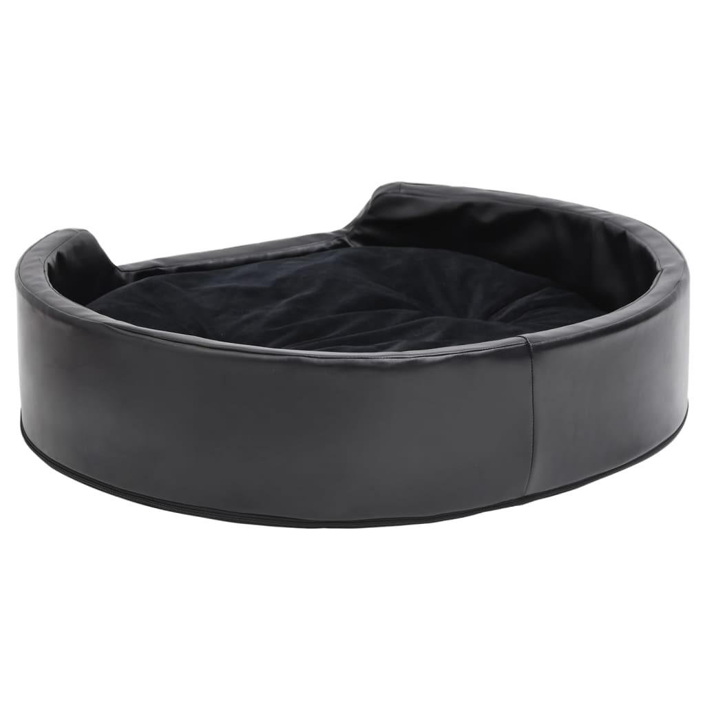 vidaXL Dog Bed Black Faux leather, plush, PP cotton, foam Medium - Image 5