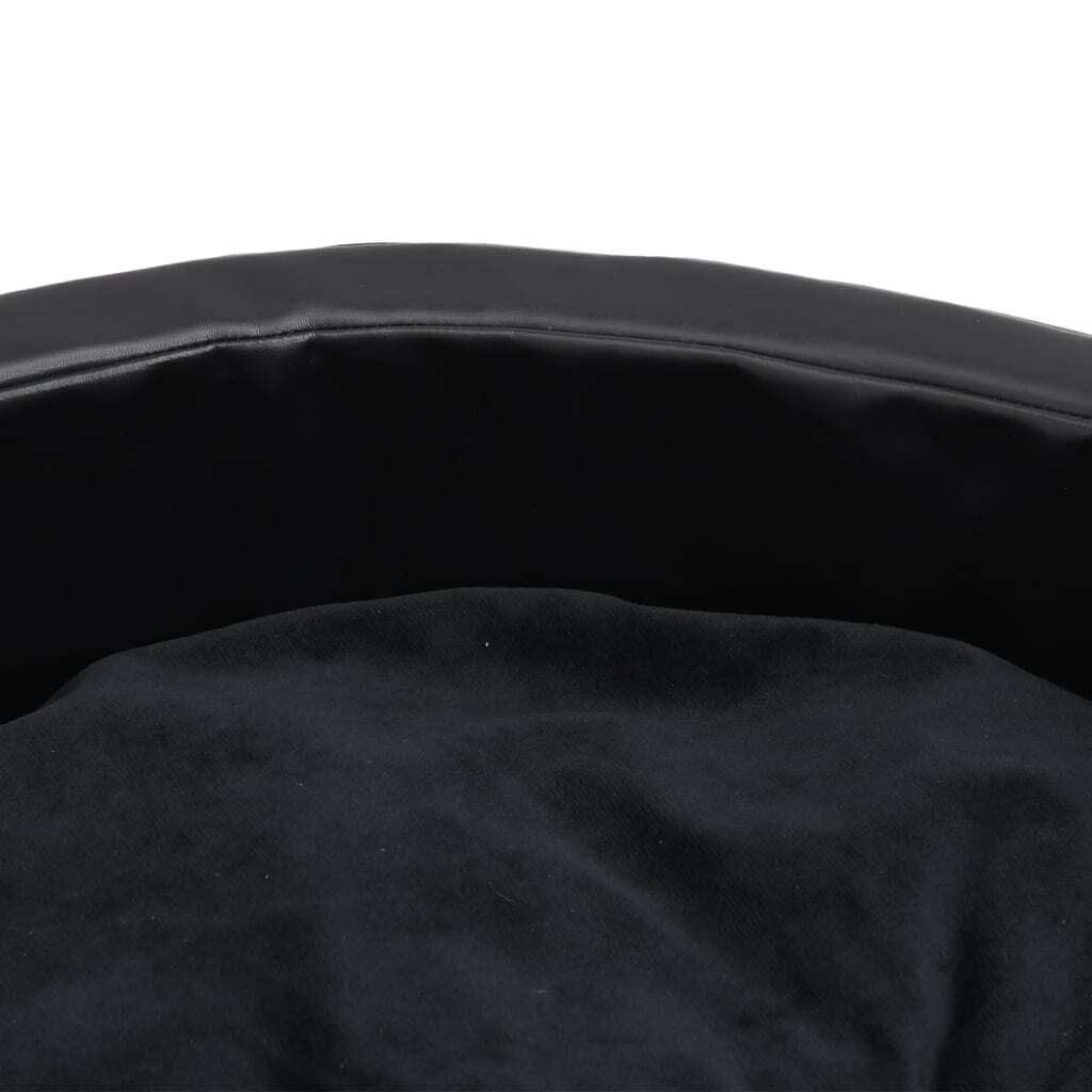 vidaXL Dog Bed Black Faux leather, plush, PP cotton, foam Medium - Image 6