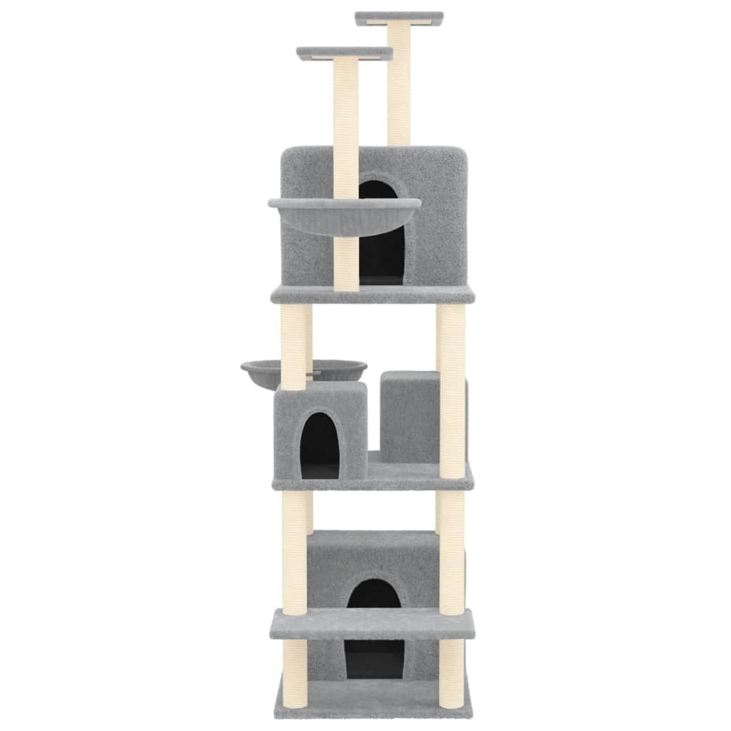 vidaXL Cat Tree Light grey Engineered wood 70.9 in Adjustable Armrests - Image 3