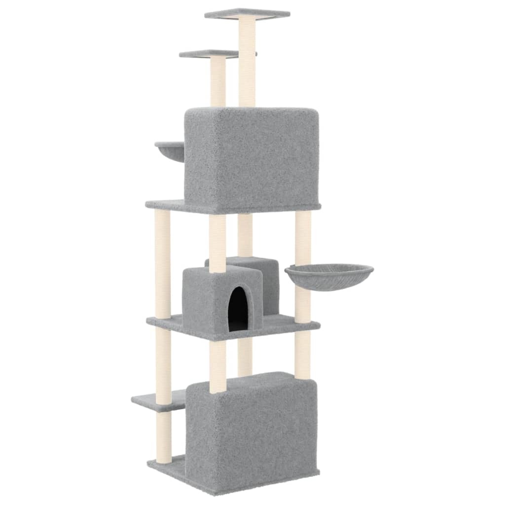 vidaXL Cat Tree Light grey Engineered wood 70.9 in Adjustable Armrests - Image 5