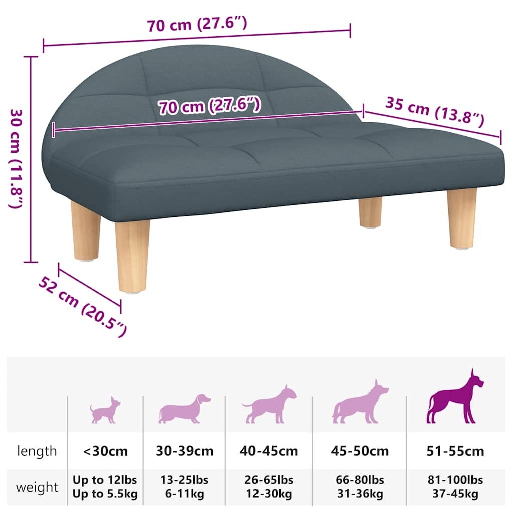 vidaXL Dog Bed Dark Grey 70x52 x 11.8 " Fabric - Image 7