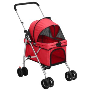vidaXL Dog Stroller Red 300D oxford fabric, Steel