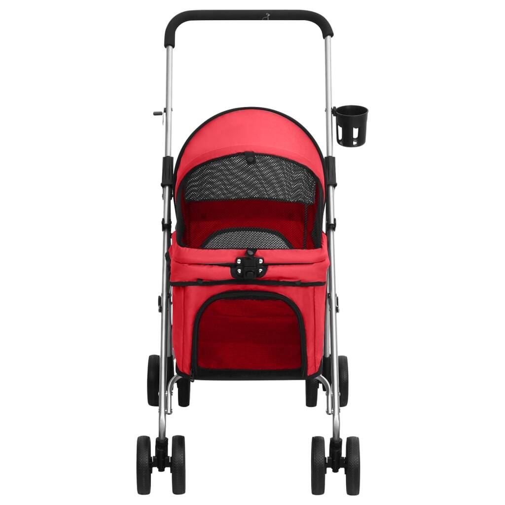 vidaXL Dog Stroller Red 300D oxford fabric, Steel - Image 3