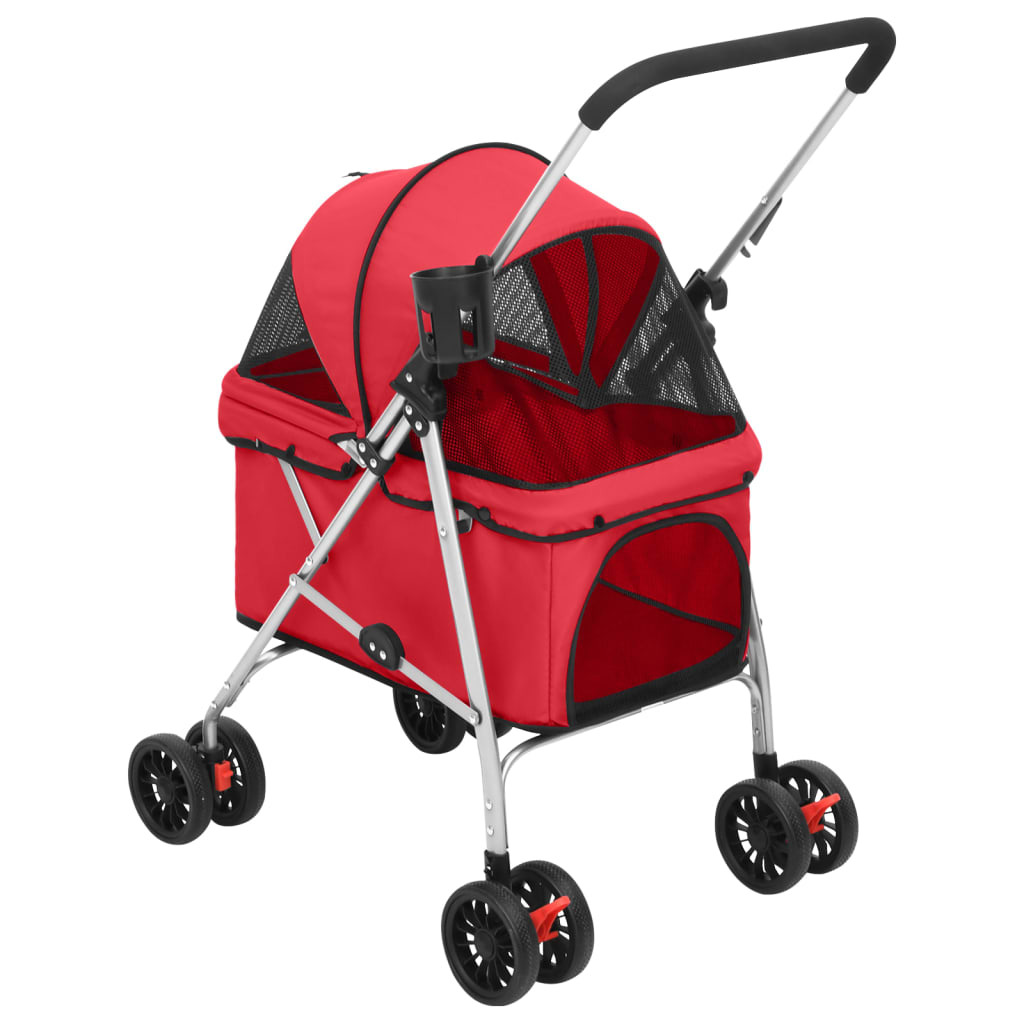 vidaXL Dog Stroller Red 300D oxford fabric, Steel - Image 4