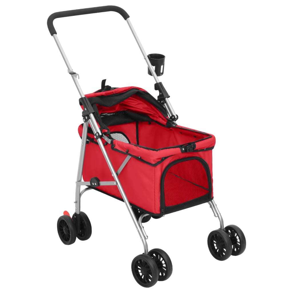vidaXL Dog Stroller Red 300D oxford fabric, Steel - Image 5