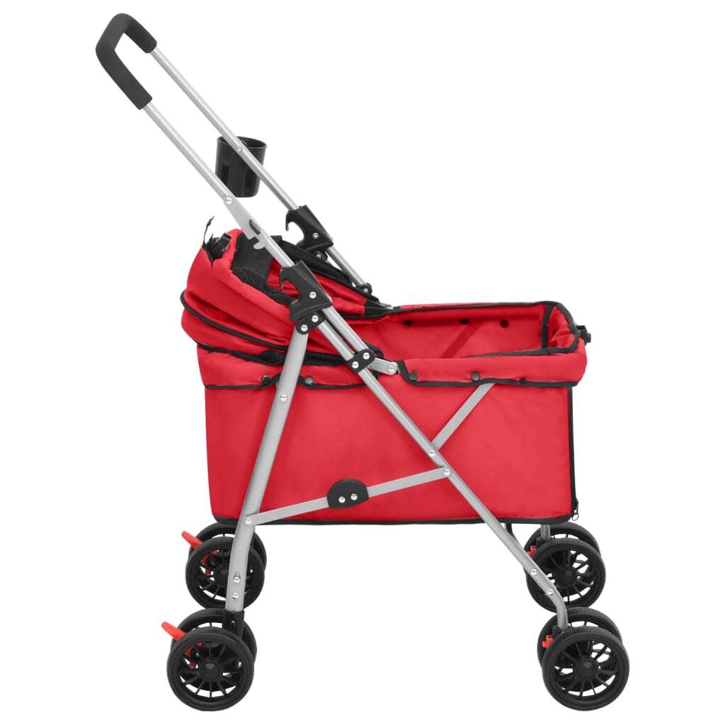 vidaXL Dog Stroller Red 300D oxford fabric, Steel - Image 6