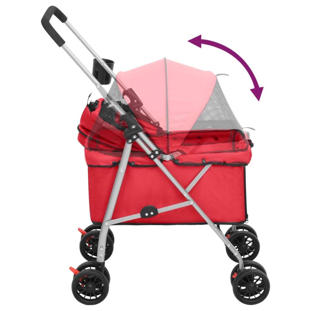 vidaXL Dog Stroller Red 300D oxford fabric, Steel - Image 7