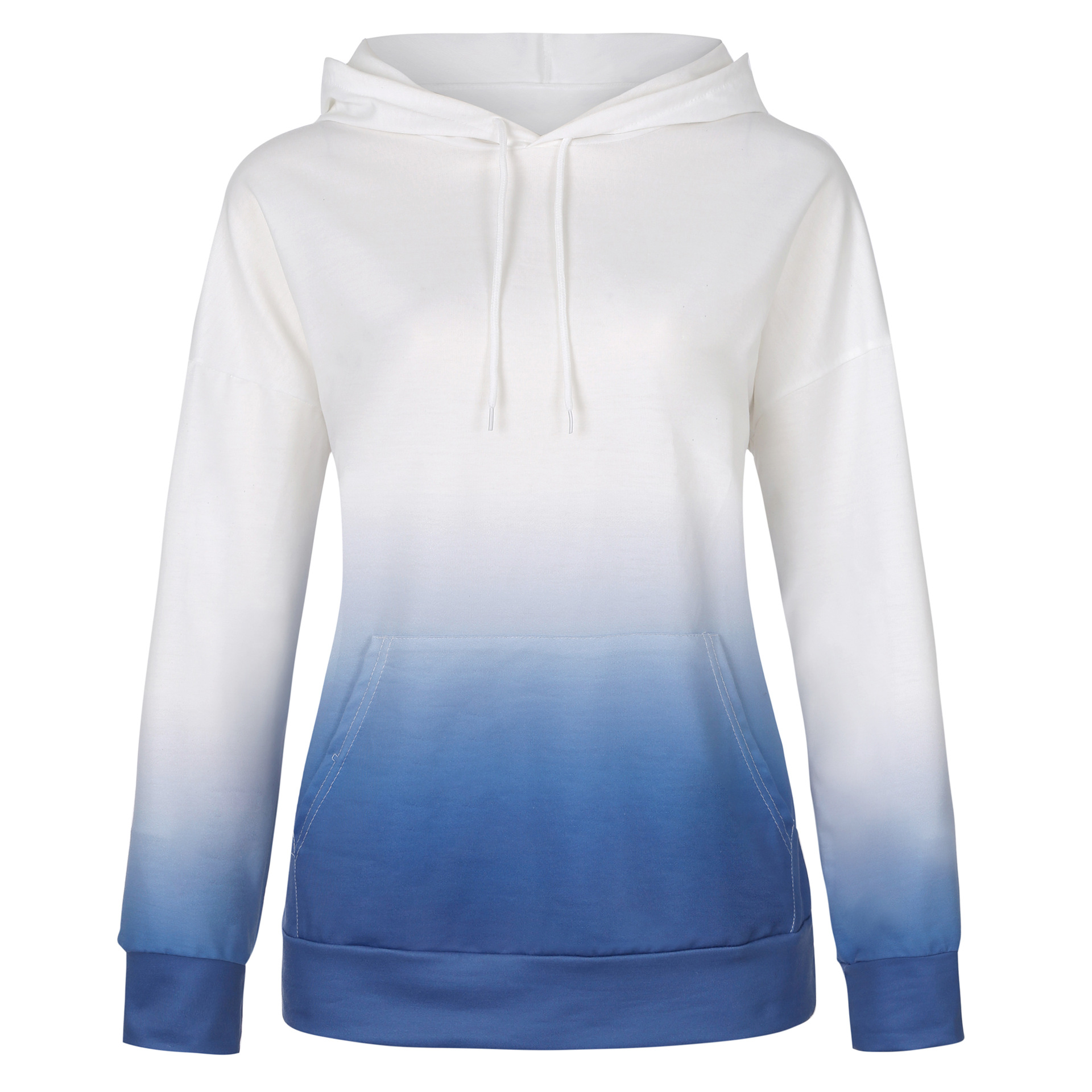 Color: Blue, Size: 3XL - Tie-Dye Printed Sweater Loose Hooded Long Sleeve Top - Image 2