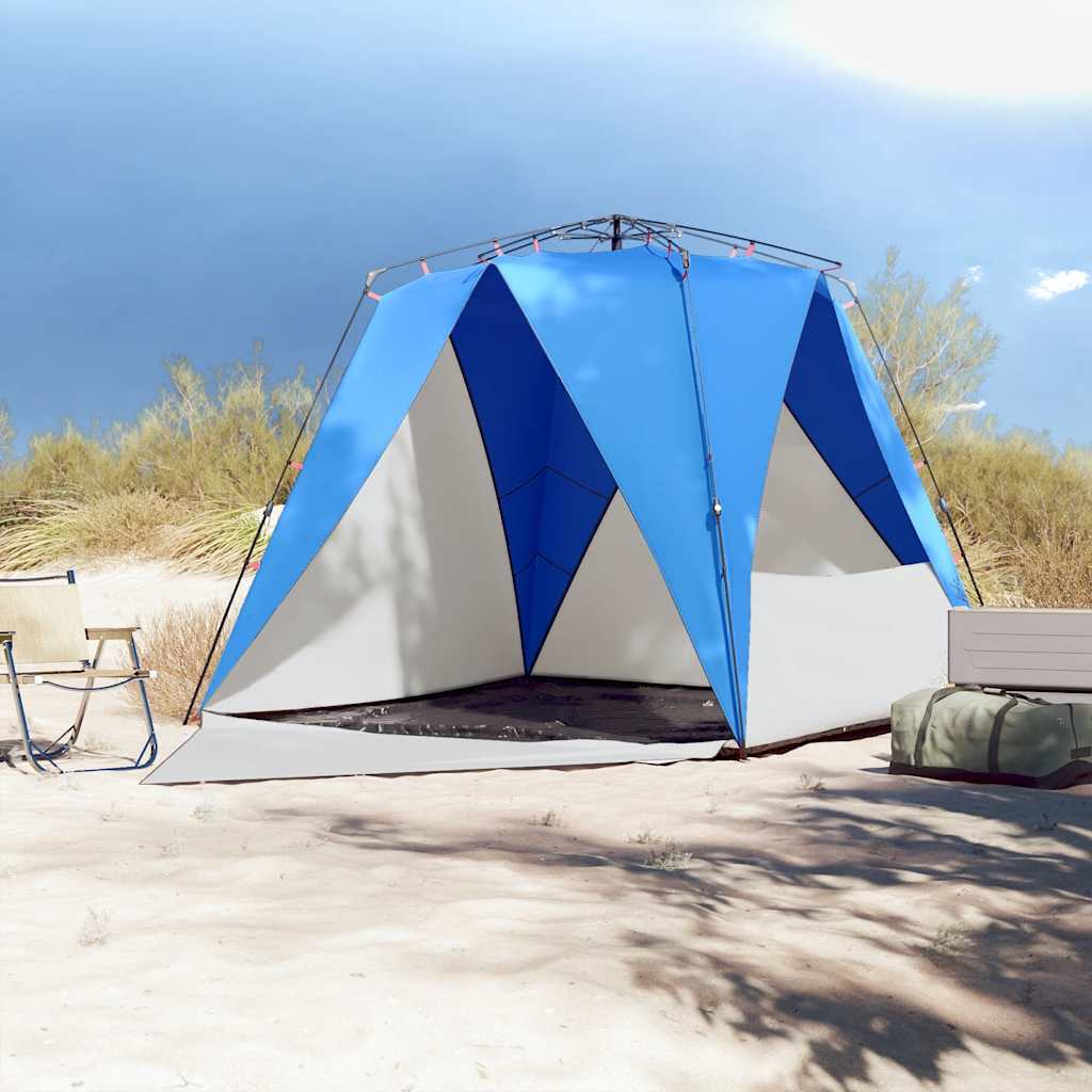 vidaXL Beach Tent 4-Person Azure Blue Quick Release Waterproof - Image 3