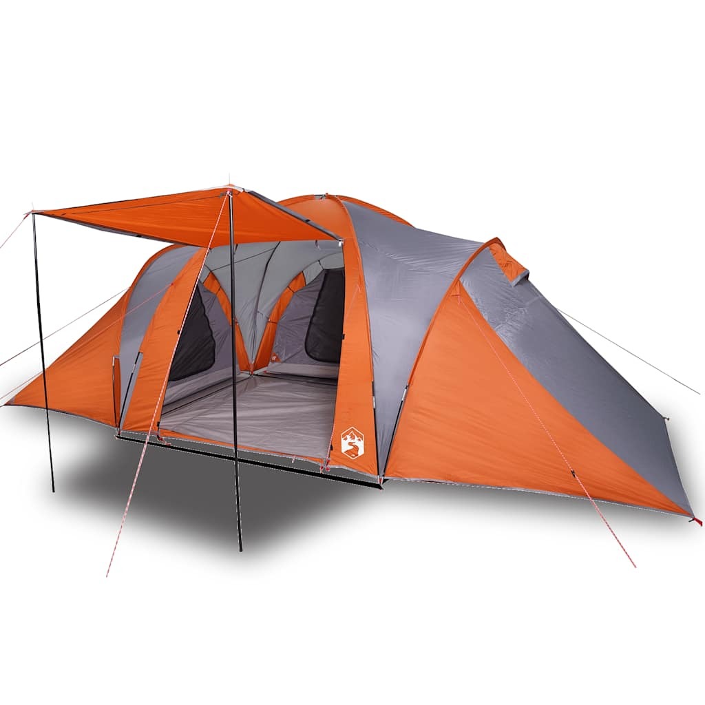 vidaXL Family Tent Dome 6-Person Grey and Orange Waterproof - Image 2