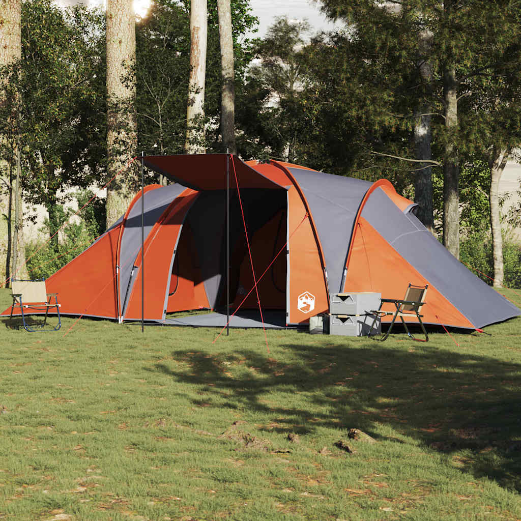 vidaXL Family Tent Dome 6-Person Grey and Orange Waterproof - Image 3
