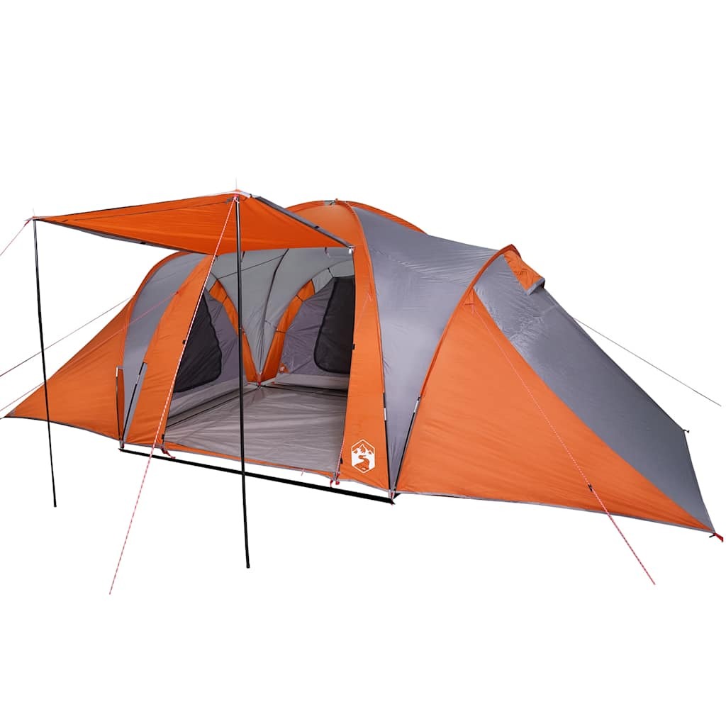 vidaXL Family Tent Dome 6-Person Grey and Orange Waterproof - Image 4