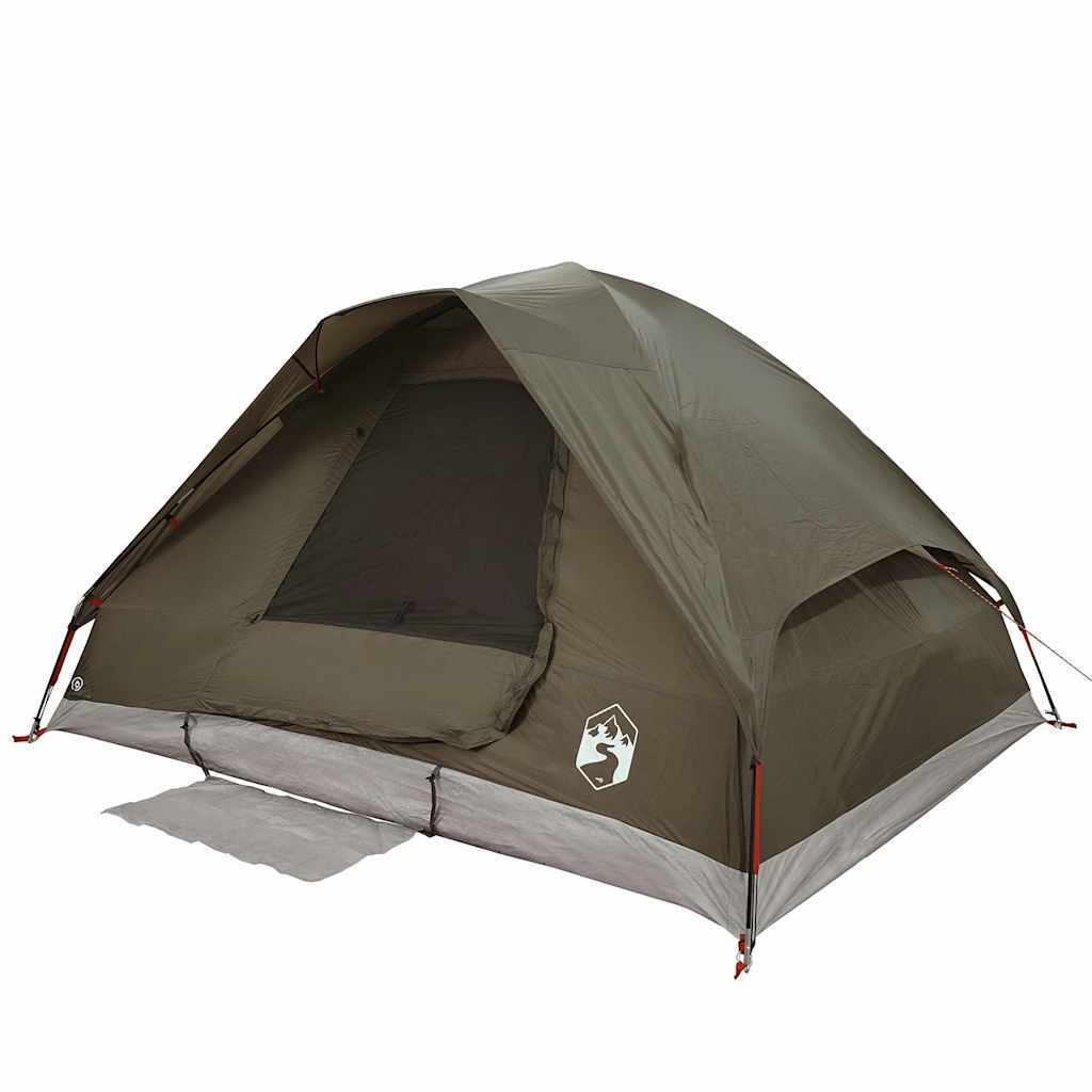 vidaXL Camping Tent Dome 2-Person Brown Waterproof - Image 6