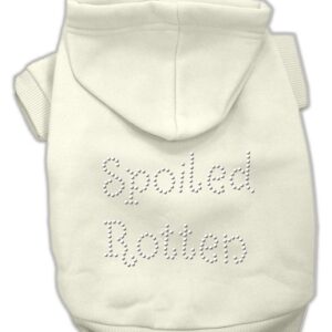 Spoiled Rotten Rhinestone Hoodie Cream XL