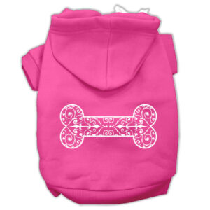 Henna Bone Screen Print Pet Hoodies Bright Pink Size XS