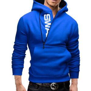 Spring And Autumn Jacket Men's Cardigan Hooded Student Sweater Plus Fat Plus Size Men's Slim Fit - Color: Black blue, Size: M