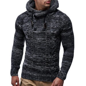 Color: Dark Grey, Size: 3XL - Turtleneck hooded sweater