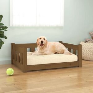 vidaXL Dog Bed Honey Brown Solid Pine Wood Medium Durable Dog Bed