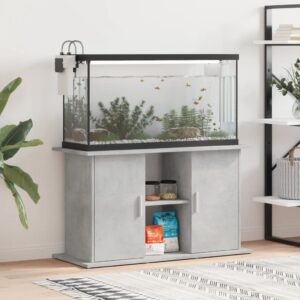 vidaXL Aquarium Stand Concrete Gray Engineered Wood Large Storage