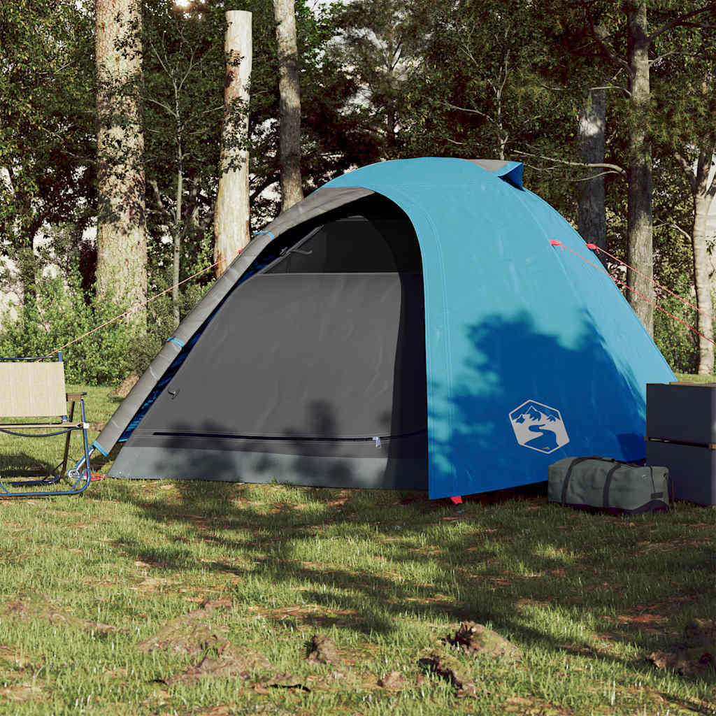vidaXL Camping Tent Dome 4-Person Blue Waterproof - Image 3