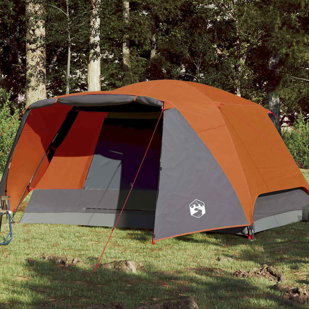vidaXL Family Tent with Porch 6-Person Gray and Orange Waterproof