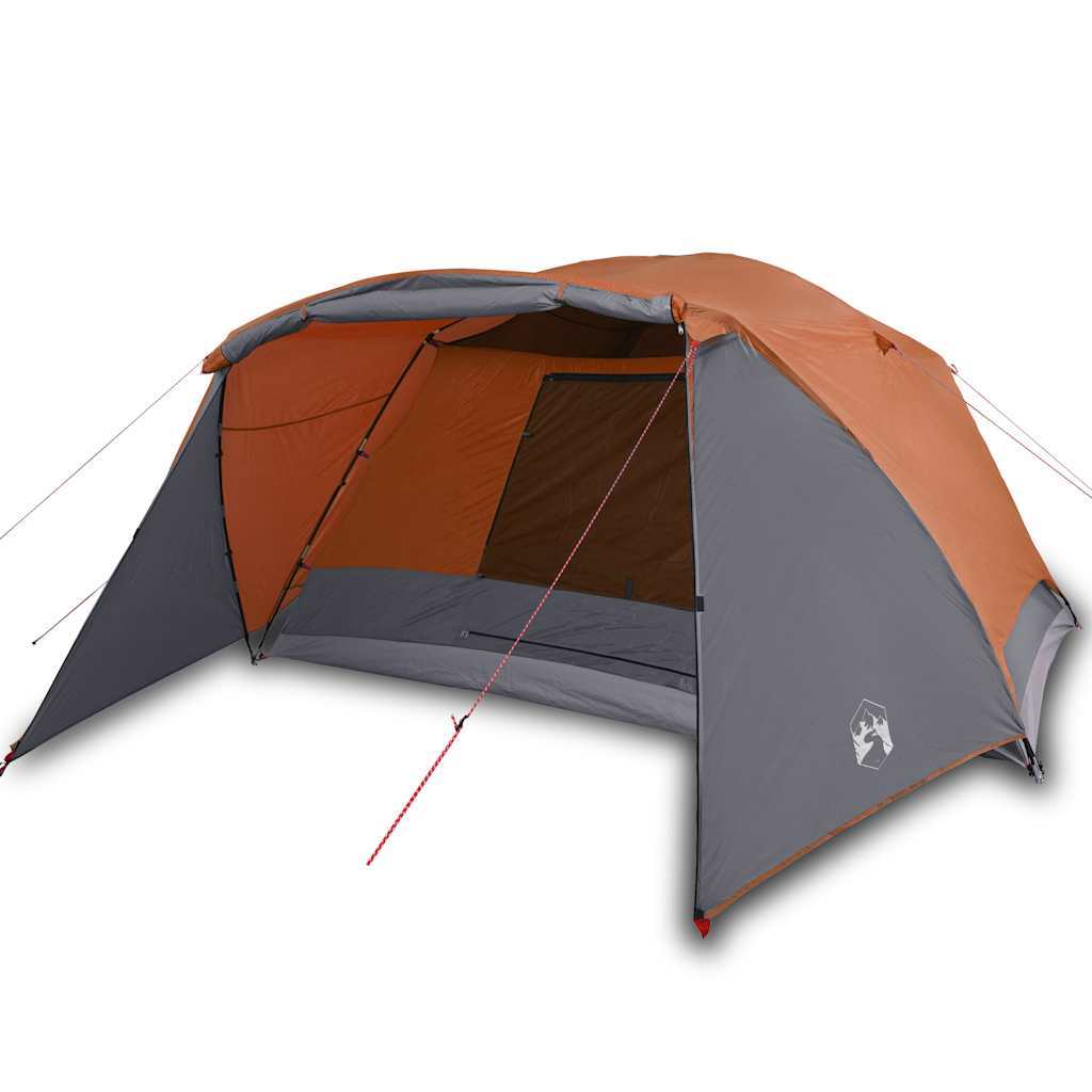 vidaXL Family Tent with Porch 6-Person Gray and Orange Waterproof - Image 2