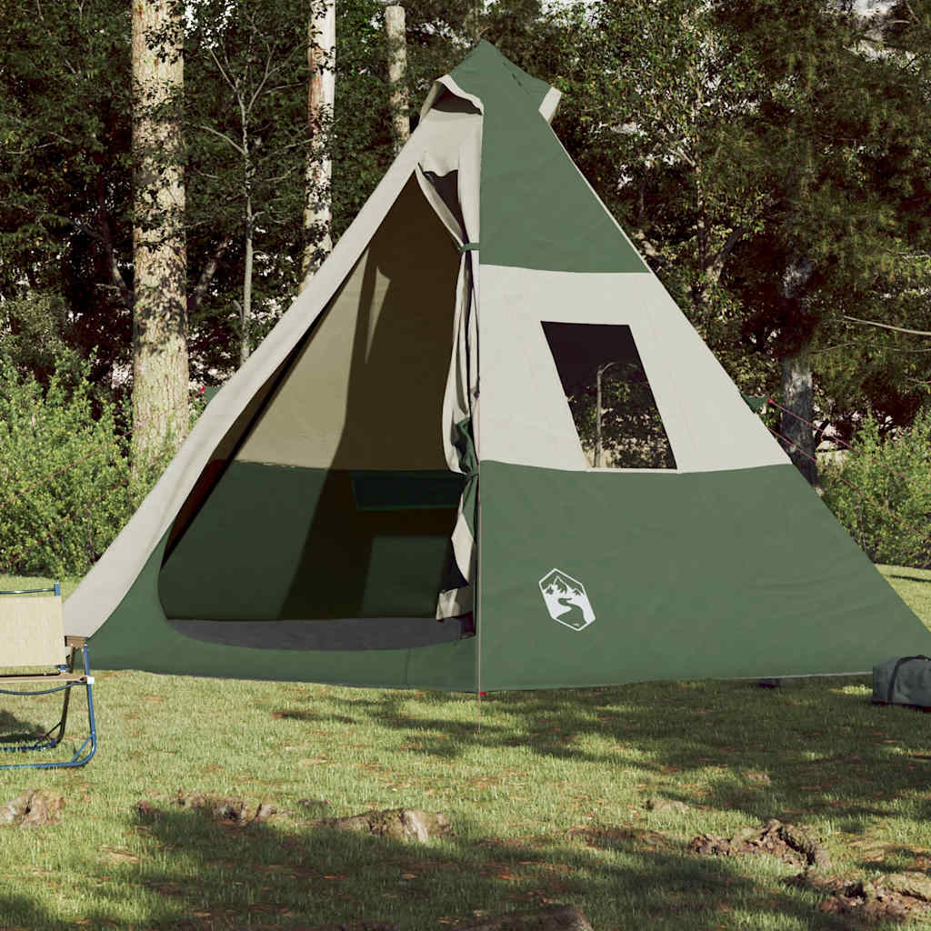 vidaXL Camping Tent Tipi 7-Person Green Waterproof - Image 3