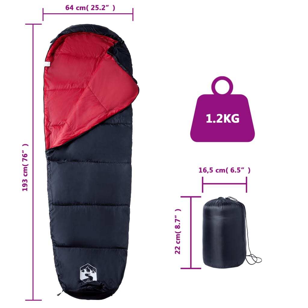 vidaXL Mummy Sleeping Bag for Adults Camping 3 Seasons - Image 5