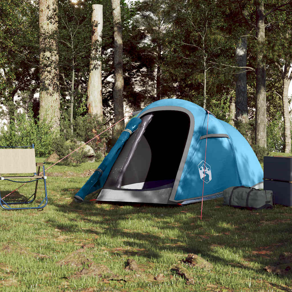 vidaXL Camping Tent Tunnel 2-Person Blue Waterproof - Image 3