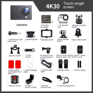 Color: 4K30 HD Single Screen - Waterproof 30 M True 4K Riding Camera Anti-shake Wide Angle HD Action Camera