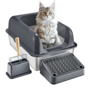 VEVOR 6 in Deep Cat Litter Box Odor-Free Litter Box with Filtering Foot Board