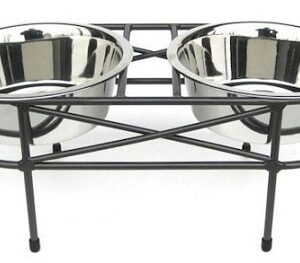 Mesh Elevated Double Dog Bowl Large Black