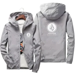 Color: Brown, Size: 5XL - Volcom - Men's and Women's Printed Jacket, a casual and comfortable windproof jacket with hood and zipper, suitable for couples,