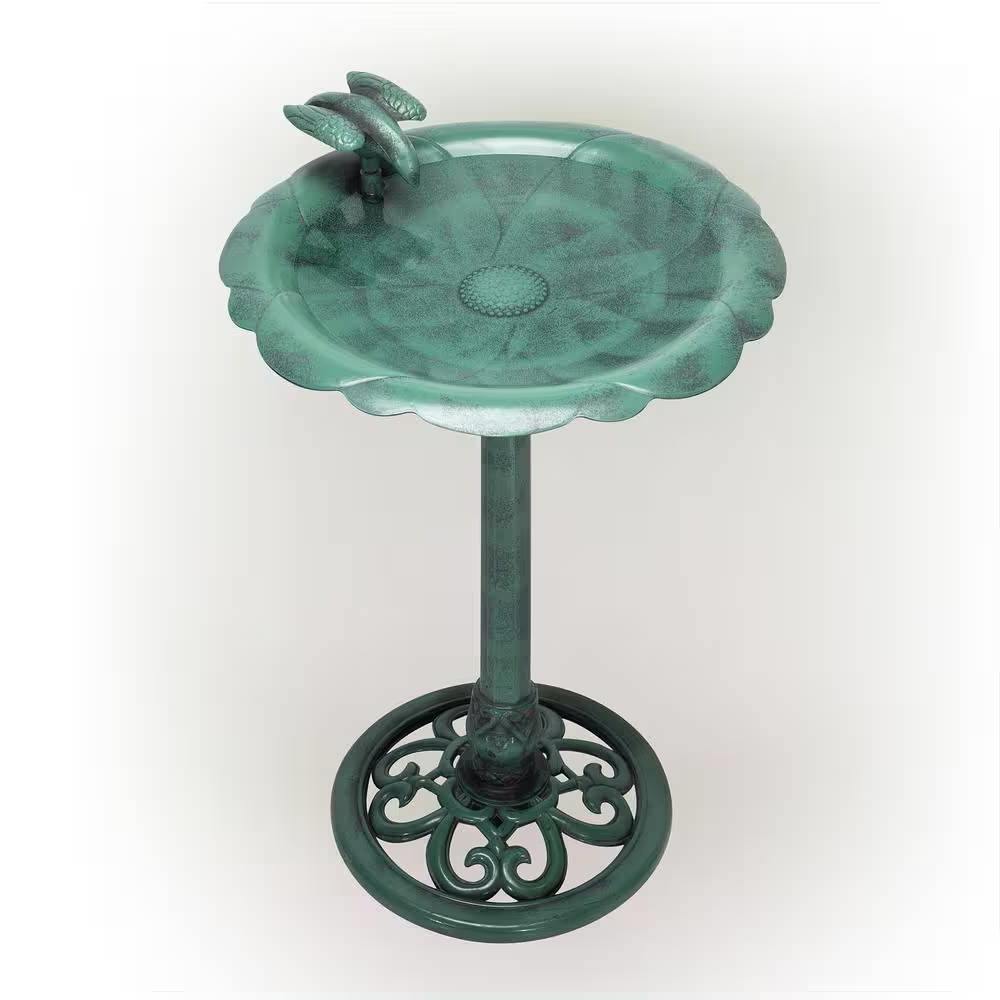 Outdoor Polypropylene Weather Resistant Bird Bath in Dark Green Finish - Image 3