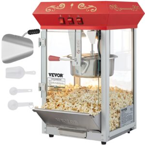 VEVOR Popcorn Popper Machine 8 Oz Countertop Popcorn Maker 850W 48 Cups Red