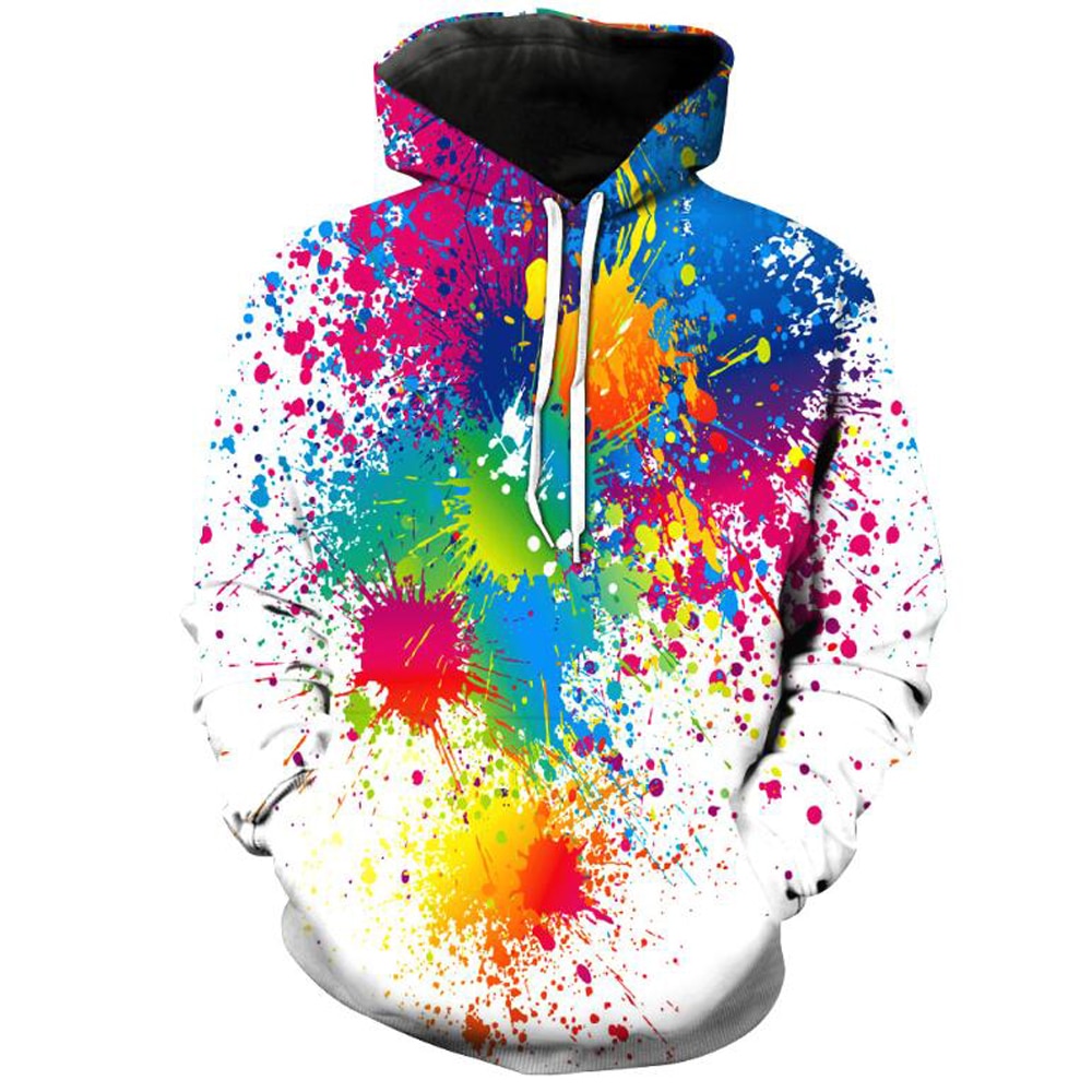 Color: White, Size: XL - 3D Plus Size Men's Fall Winter Hooded Sweater - Image 2