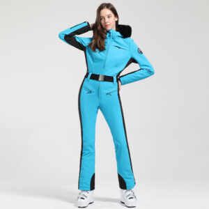 Color: Blue, size: L - One-piece Ski Suit Female Professional Double-board Thickened Warm